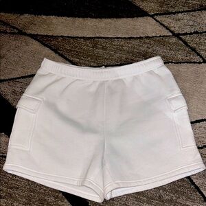 Refuge White Cargo Shorts with Elastic Waistband